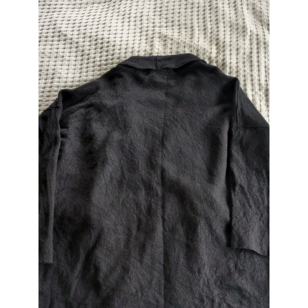Eileen Fisher Boiled Wool‎ Jacket Cardigan Open Front Size XL Black